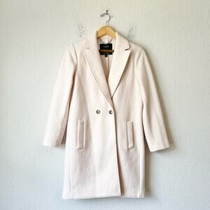 J. CREW Daphne Coat Cream Italian Boiled Wool Double Breasted Peacoat